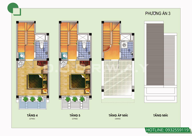 Thiết kế nhà 6 tầng mặt tiền 3,5m đẹp - Có mặt bằng chi tiết từng tầng by kiến trúc Doorway 03