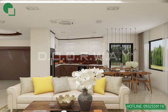 Tìm đơn vị thiết kế thi công nội thất nhà đẹp 2019 by kiến trúc Doorway, mẫu thiết kế phòng khách nhà anh Chính