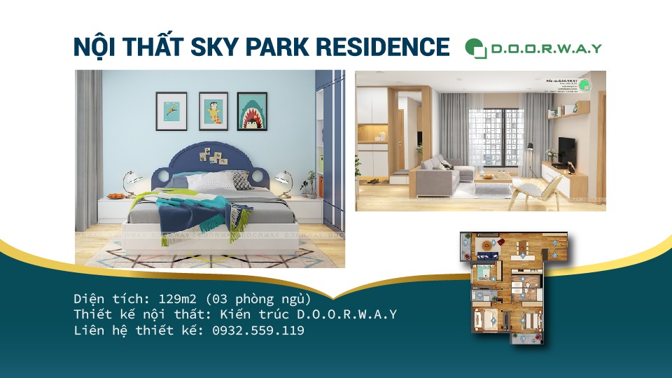 Ảnh tiêu biểu- Mẫu thiết kế căn hộ 129m2 Sky Park Residence - Căn hộ 3PN