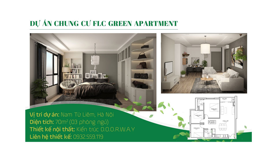 Ảnh tiêu biểu- Thiết kế căn hộ 70m2 FLC Green Apartment - Căn hộ 3 phòng ngủ