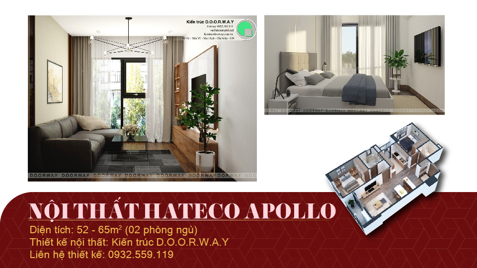 Ảnh tiêu biểu- Thiết kế nội thất căn 2 phòng ngủ Hateco Apollo tông xám thanh lịch