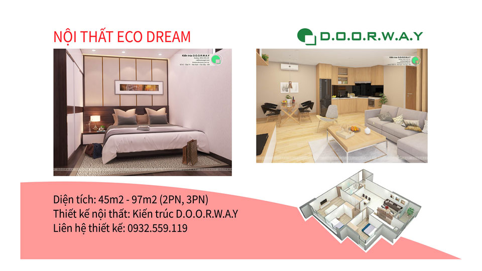 Ảnh tiêu biểu- Thiết kế nội thất căn hộ Eco Dream với đầy đủ mẫu phòng đẹp