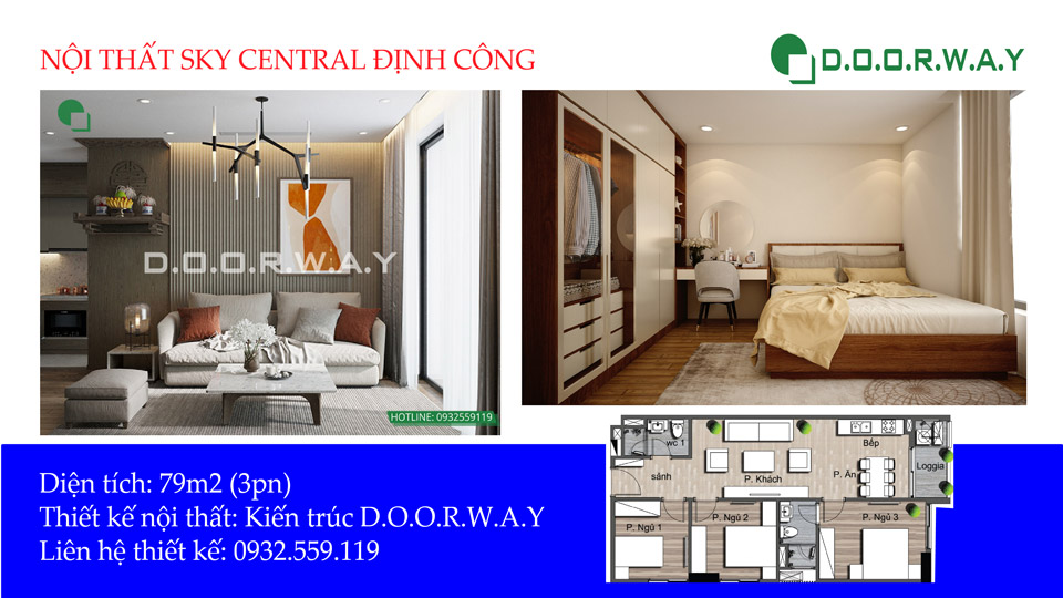 Thiết kế nội thất căn 79m2 Sly Central