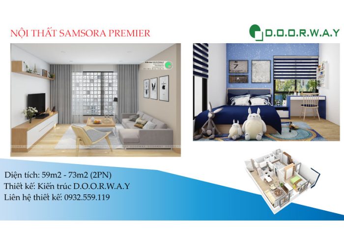 Ảnh tiêu biểu- Các mẫu nội thất căn 2 phòng ngủ Samsora Premier đẹp năm 2019