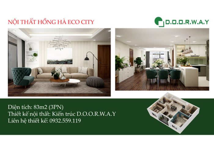 Ảnh tiêu biểu - [HOT] Mẫu nội thất căn 83m2 Hồng Hà Eco City - 3PN đơn giản