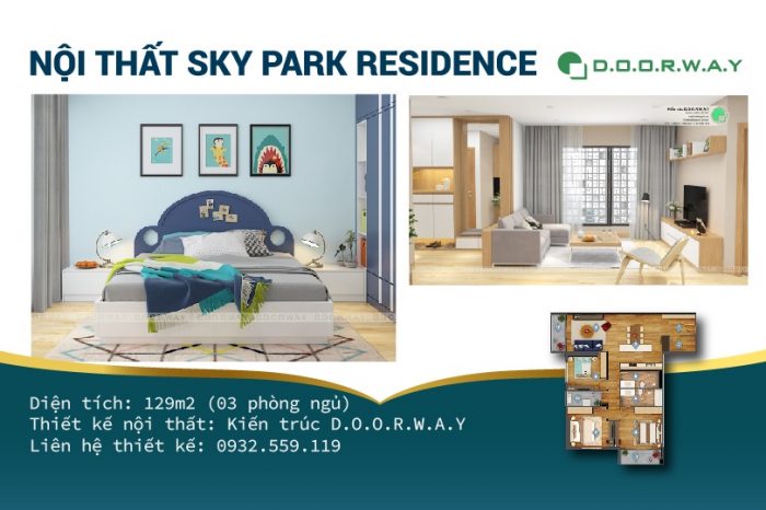 Ảnh tiêu biểu- Mẫu thiết kế căn hộ 129m2 Sky Park Residence - Căn hộ 3PN