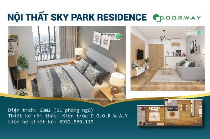 Ảnh tiêu biểu- Căn hộ 1PN - Thiết kế căn hộ 63m2 Sky Park Residence